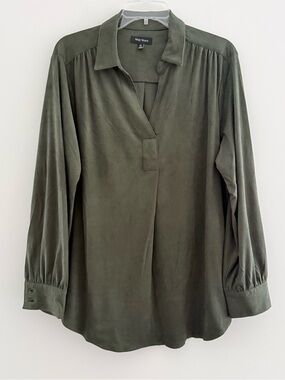 Well Worn Olive Green V-Neck Long Sleeve Tunic